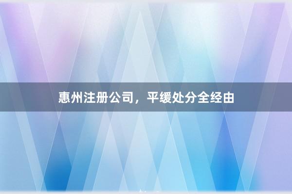 惠州注册公司，平缓处分全经由